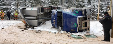 photo of overturned commercial vehicle