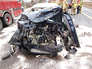 car wreckage from the accident