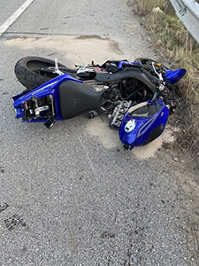 photo of damaged Yamaha motorcycle
