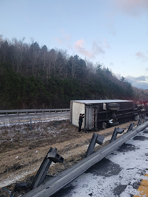 damaged trailer on commercial vehicle