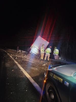 damaged box truck on interstate 89 in concord