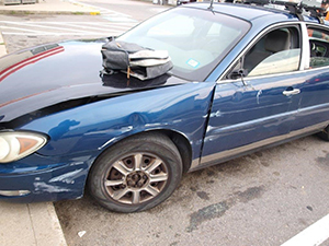 photo showing damaged vehicle