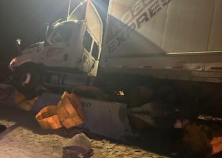 The scene of a tractor-trailer crash on the Everett Turnpike in Merrimack, NH.